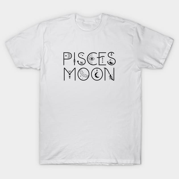 Pisces moon sign celestial typography T-Shirt by lilacleopardco